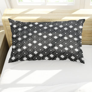 Boho Black Tribal Geometric Aztec Pattern Pillowcase