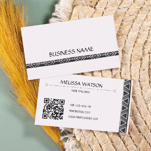 Boho black & white feminine minimal business card