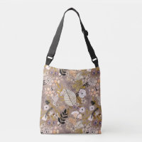 Boho Black White Gold Peach Line Drawn Leaf Floral