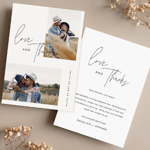 Boho Black & White Photo Wedding Thank You Card