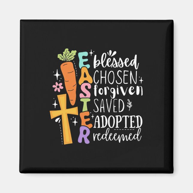Boho Blessed Forgiven Easter Christian Spring Cros Magnet (Front)