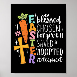 Boho Blessed Forgiven Easter Christian Spring Cros Poster