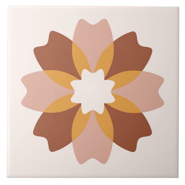 Boho Blocks Floral  Ceramic Tile (Front)