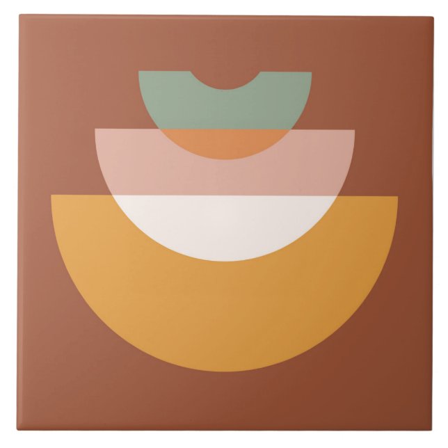 Boho Blocks Floral  Ceramic Tile (Front)