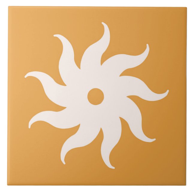 Boho Blocks Floral  Ceramic Tile (Front)