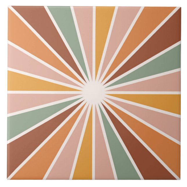 Boho Blocks Floral  Ceramic Tile (Front)