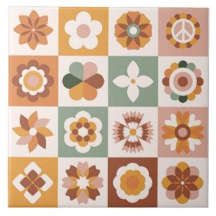 Boho Blocks Floral  Ceramic Tile