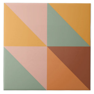 Boho Blocks Floral Ceramic Tile