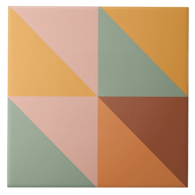 Boho Blocks Floral  Ceramic Tile (Front)