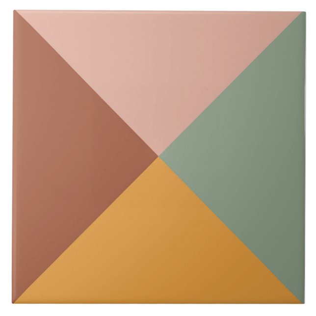 Boho Blocks Floral  Ceramic Tile (Front)