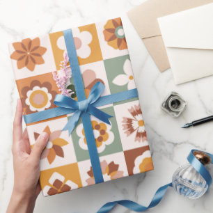 Boho Blocks Floral Wrapping Paper
