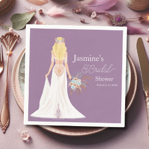 Boho Blonde Hair Bride With Flowers Napkin