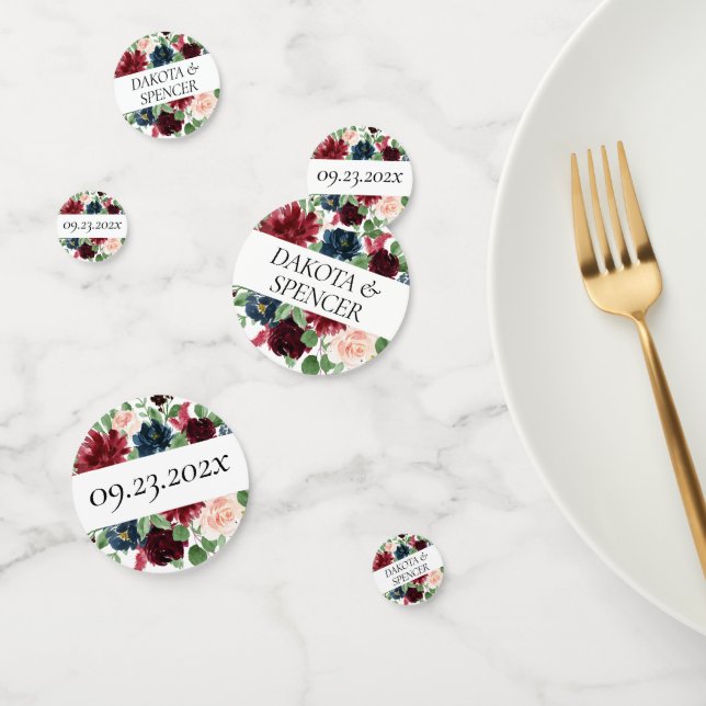 Boho Bloom | Burgundy Blush and Navy Blue Custom Confetti (Group)