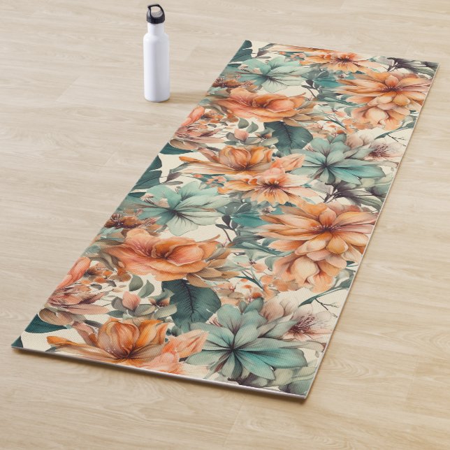 Boho Bloom: Colourful Floral Oasis Yoga Mat (In Situ)