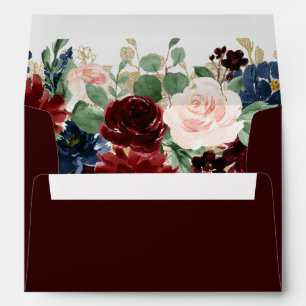 Boho Bloom Dark Elegant Burgundy Floral Garland Envelope