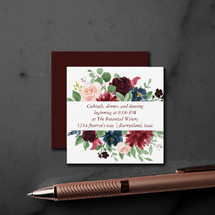 Boho Bloom   Elegant Marsala Red Garland Reception Enclosure Card