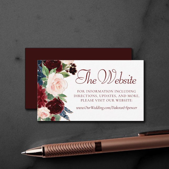 Boho Bloom | Elegant Red Burgundy Marsala Website Enclosure Card (Creator Uploaded)