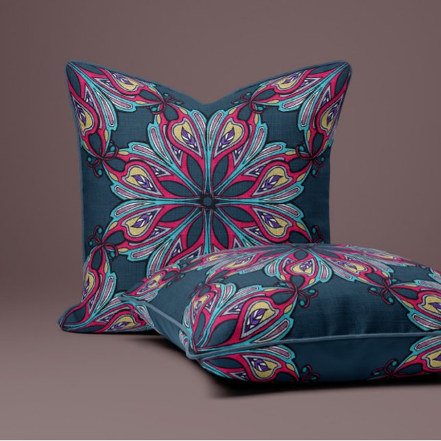 Boho Bloom in Deep Navy Cushion (Creator Uploaded)