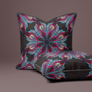 Boho Bloom in Mocha Brown Cushion