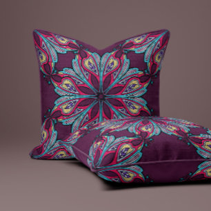 Boho Bloom in Plum Wine Cushion