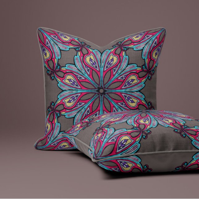 Boho Bloom in Warm Greige Cushion (Creator Uploaded)