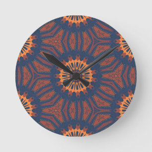Boho Bloom Mandala Pattern Round Clock