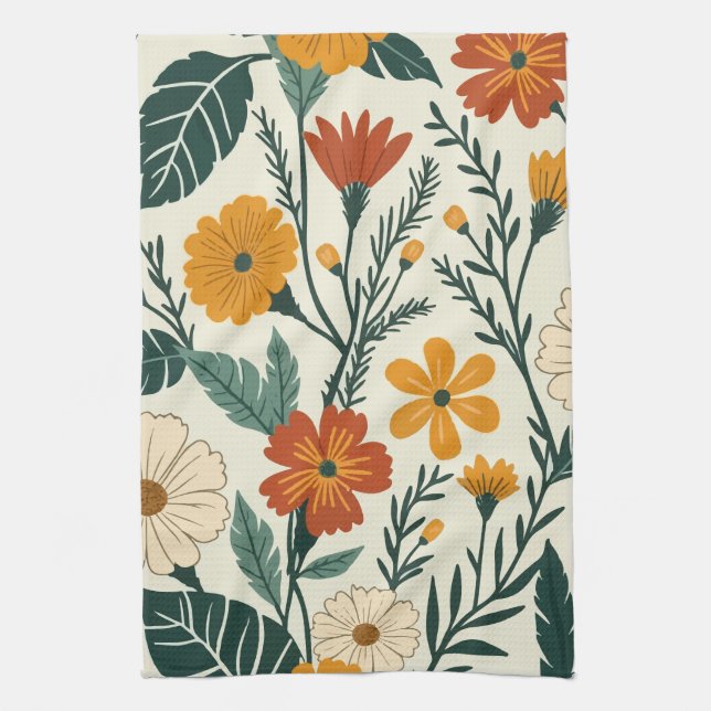 Boho Blooming Tea Towel (Vertical)