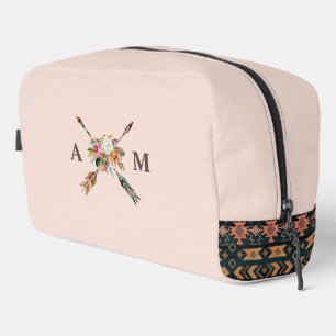 Boho Blooms and Arrows Monogrammed Dopp Kit