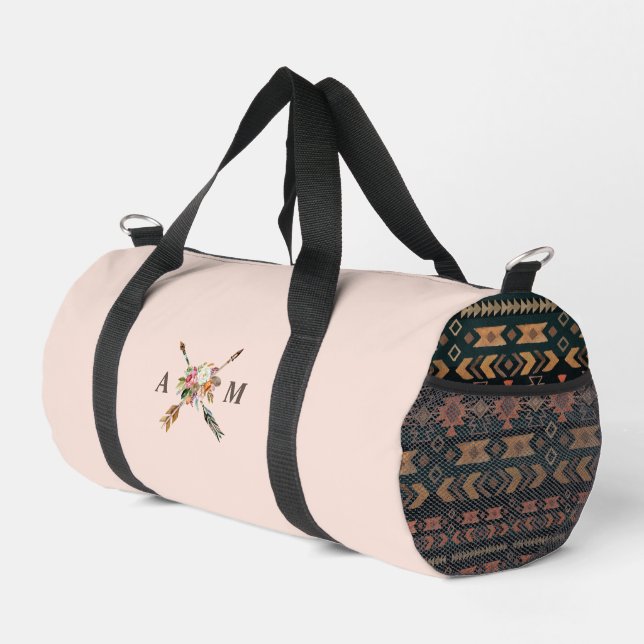 Boho Blooms and Arrows Monogrammed Duffle Bag (Right Corner)
