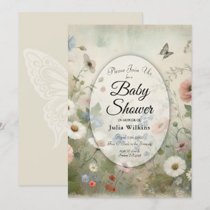 Boho Blooms and Vintage Blossoms Baby Shower Invitation