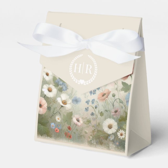 Boho Blooms and Vintage Vows Wedding Favour Box (Front Side)