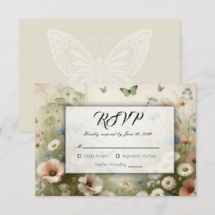 Boho Blooms and Vintage Vows Wedding RSVP Card