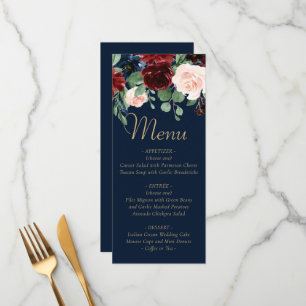 Boho Blooms   Dark Navy Blue and Burgundy Garland Menu