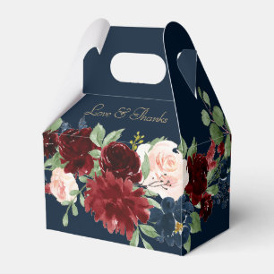 Boho Blooms   Dark Rustic Navy and Red Thank You Favour Box