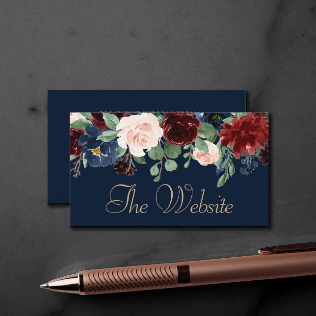Boho Blooms | Dark Rustic Navy and Red Website Enclosure Card (Creator Uploaded)