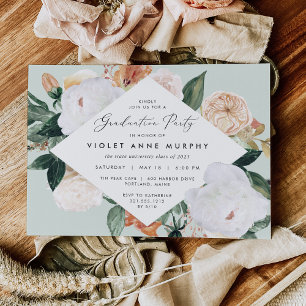 Boho Blooms Elegant Floral Graduation Party Invitation