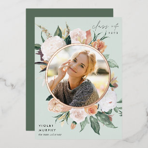 Boho Blooms Foil Photo Graduation Announcement