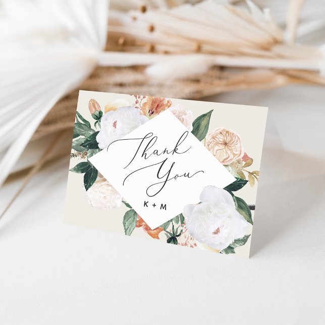 Boho Blooms Geometric Floral Thank You Card (Creator Uploaded)