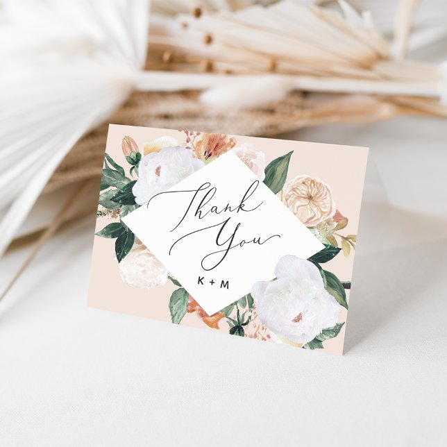 Boho Blooms Geometric Floral Thank You Card (Creator Uploaded)
