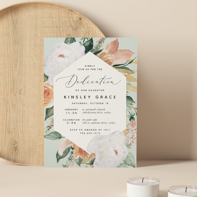 Boho Blooms | Modern Floral Baby Dedication Invitation (Creator Uploaded)
