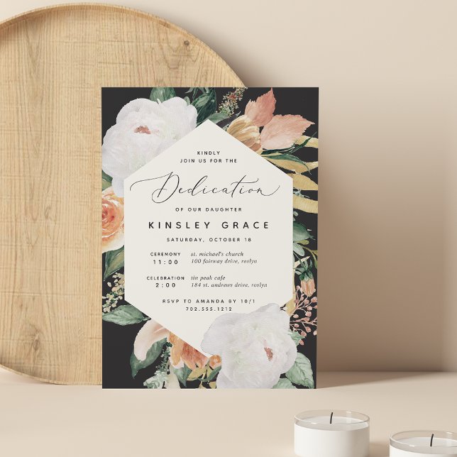 Boho Blooms | Modern Floral Baby Dedication Invitation (Creator Uploaded)