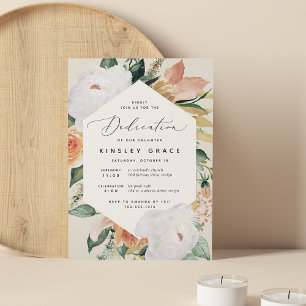 Boho Blooms Modern Floral Baby Dedication Invitation
