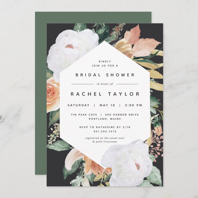 Boho Blooms | Modern Floral Bridal Shower Invitation (Front/Back)