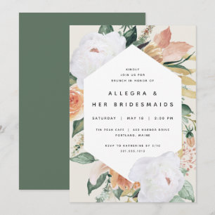 Boho Blooms   Modern Floral Bridesmaids Brunch Invitation