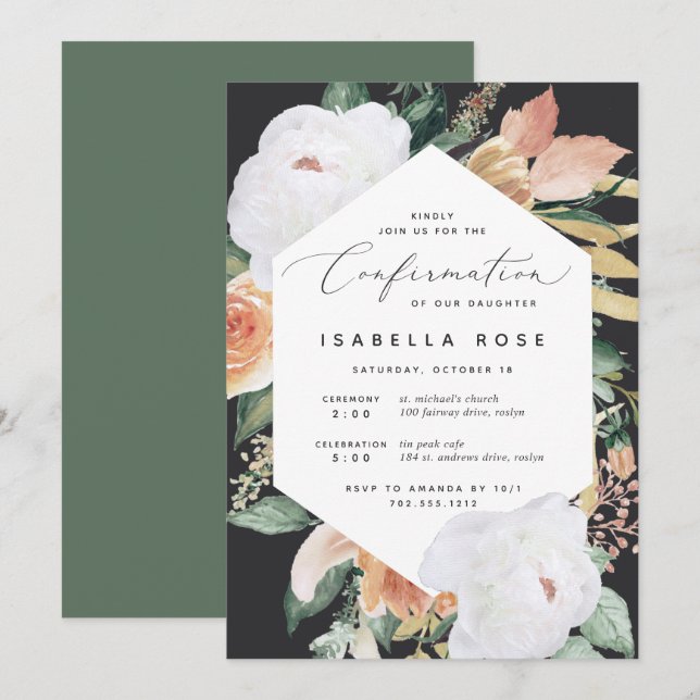Boho Blooms | Modern Floral Confirmation Invitation (Front/Back)