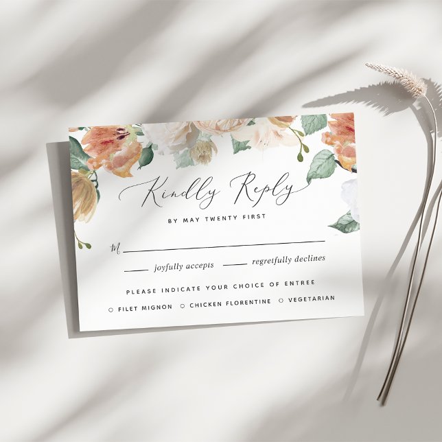 Boho Blooms Modern Floral Meal Choice RSVP Card (Creator Uploaded)
