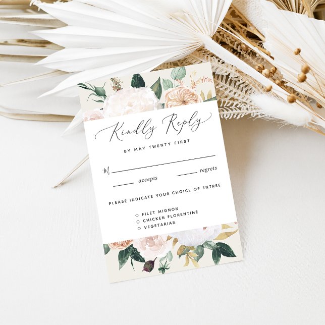 Boho Blooms Modern Floral Meal Choice RSVP Card (Creator Uploaded)