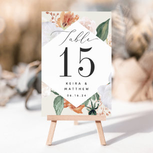 Boho Blooms   Modern Floral Personalised Table Number