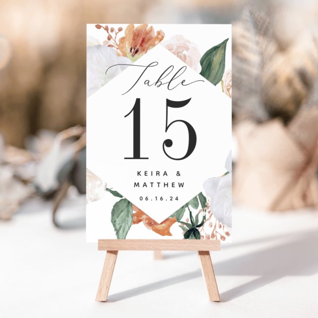 Boho Blooms | Modern Floral Personalized  Table Number (Creator Uploaded)