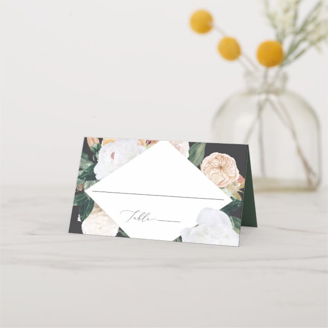 Boho Blooms Modern Floral Place Card (Front)